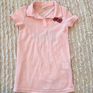 Hello Kitty Pink Polo Shirt with Bow Detail